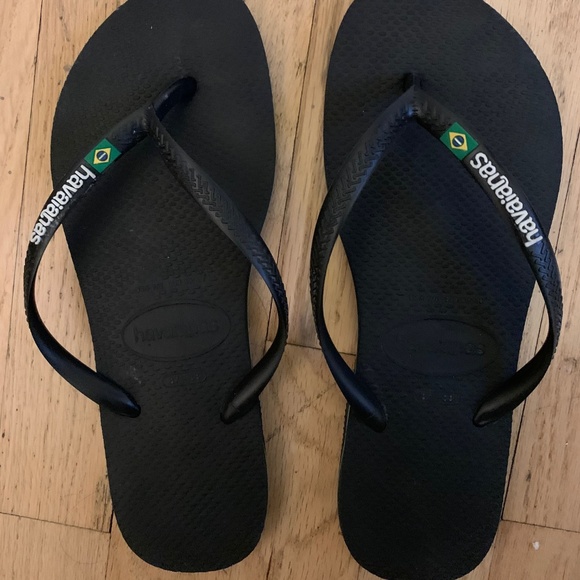 Havaianas Shoes - Black Havaianas- Used ONCE. SZ 37-38